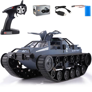  ماشین کنترلی شارژی تانک پلیس آفرود طوسی آب و خاک Remote Control Off-Road Police Tank 1:12 -اسباب بازی